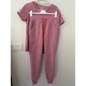 FIGS Mauve Pink Scrub Set Catarina Top (XS) & Zamora Joggers (XS)